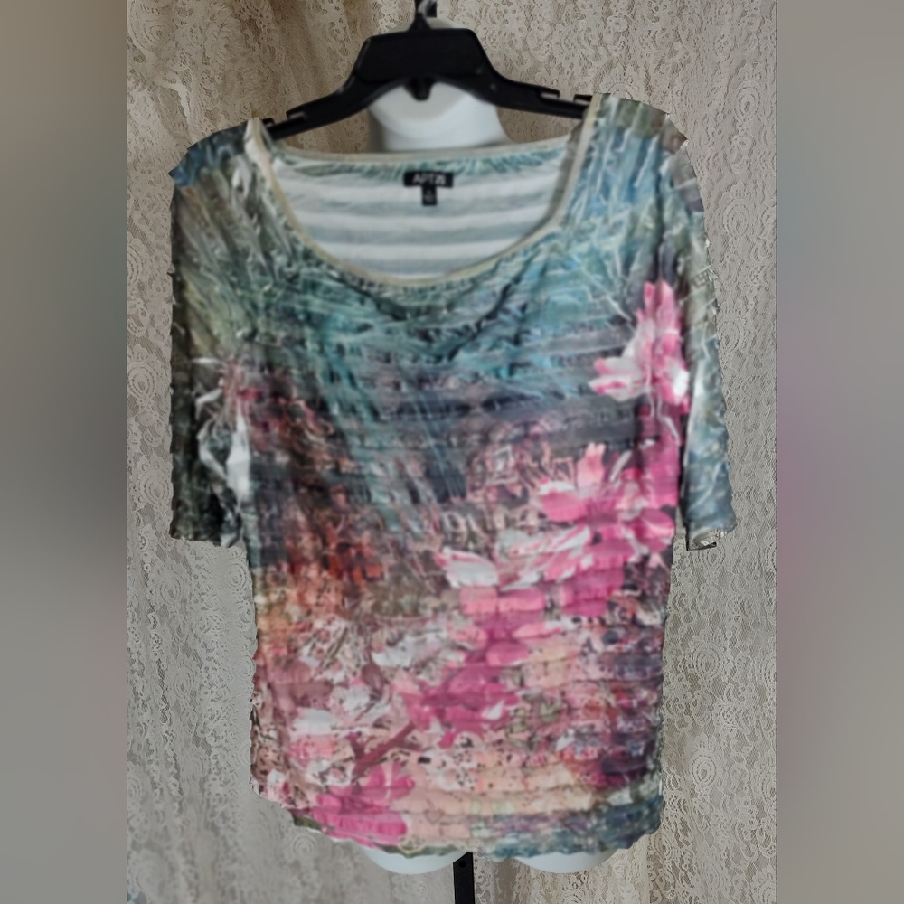 Apt.9 Multicolor Floral Ruched Short-Sleeve Top